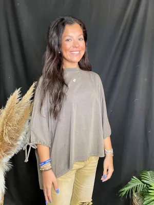 Ash Drawstring Sleeve Top