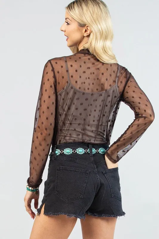 AVE102 - POLKA DOT MESH TOP -