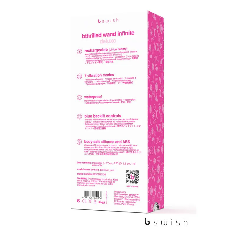 B Swish Bthrilled Deluxe Massage Wand - Noir