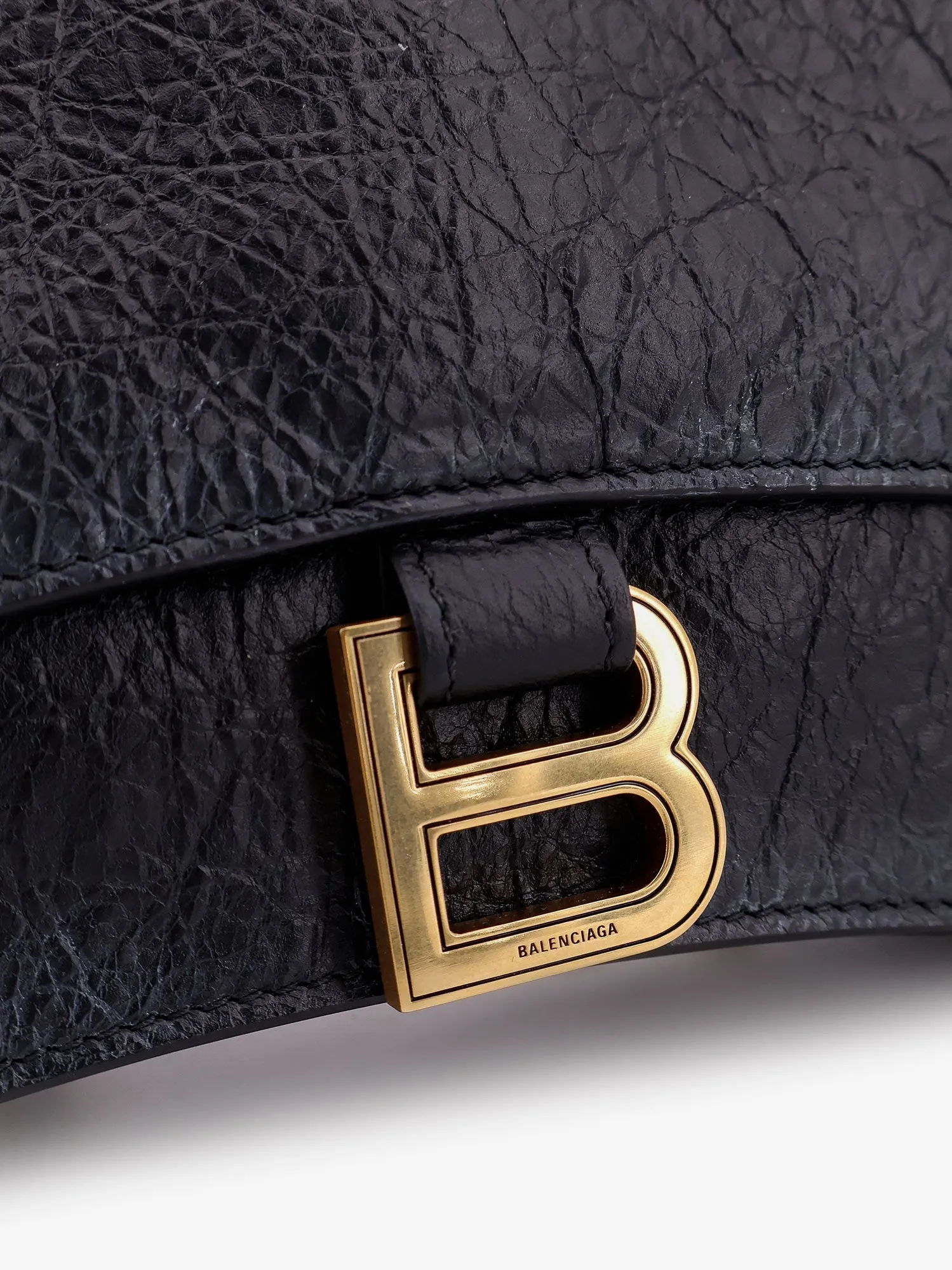 Balenciaga Leather Shoulder Bag With Dirty Effect And Iconic Metal Logo