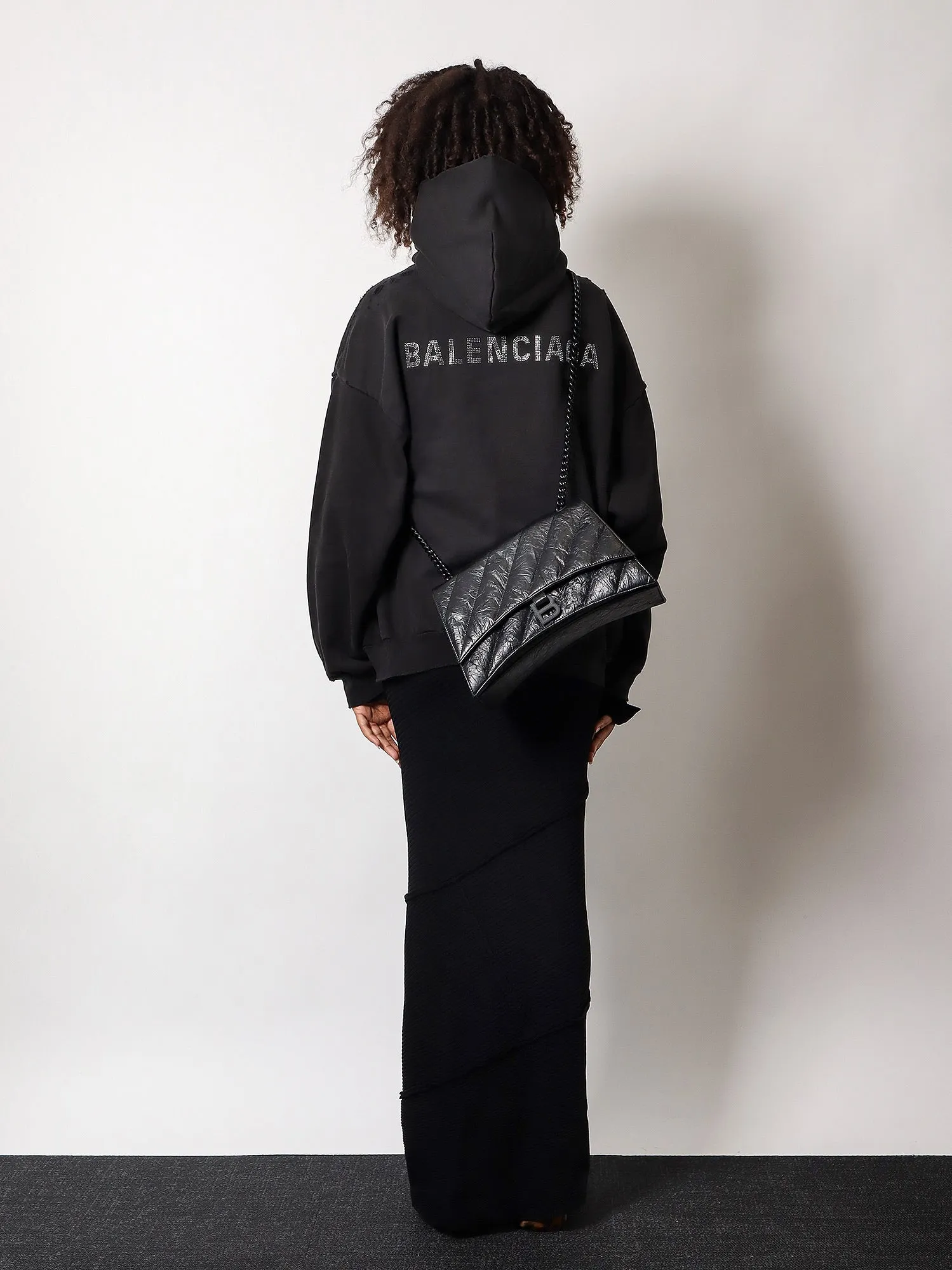 Balenciaga Matelassé Leather Shoulder Bag With Frontal Monogram