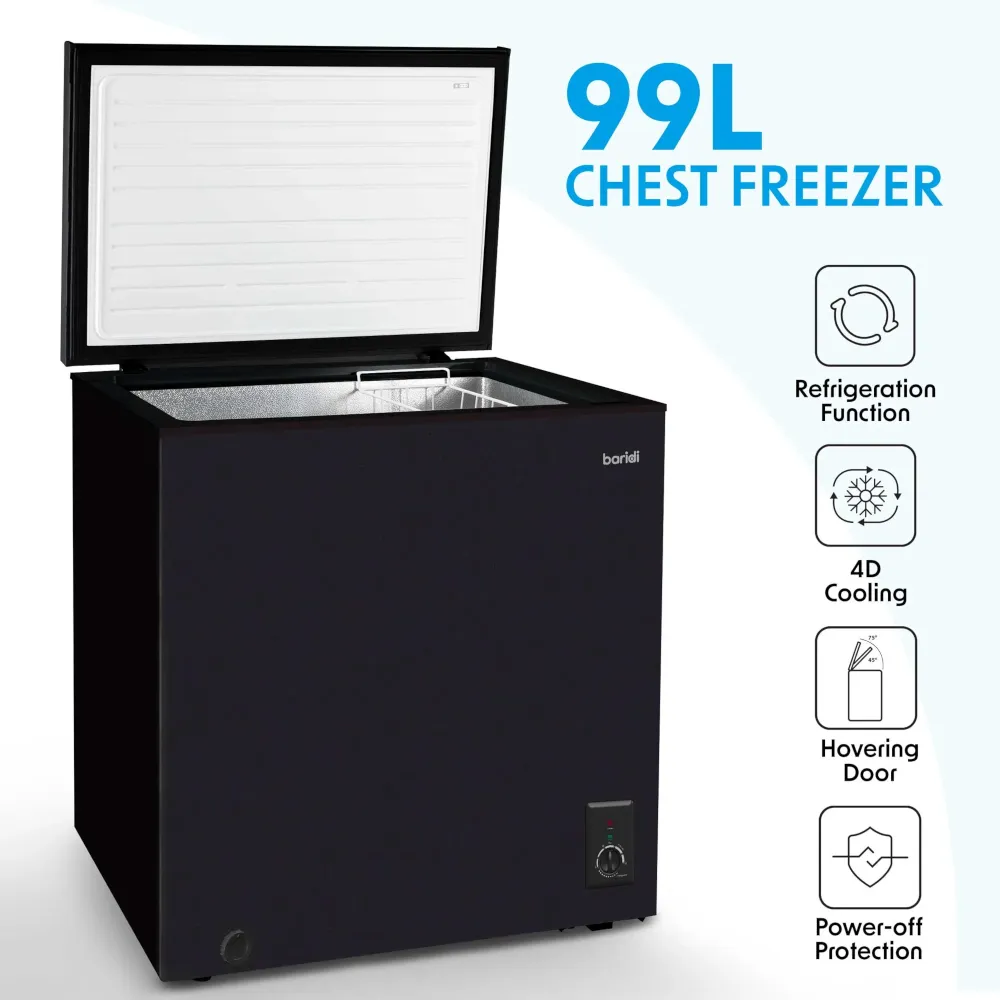 Baridi Freestanding Chest Freezer 99L with Thermostat - Black - B