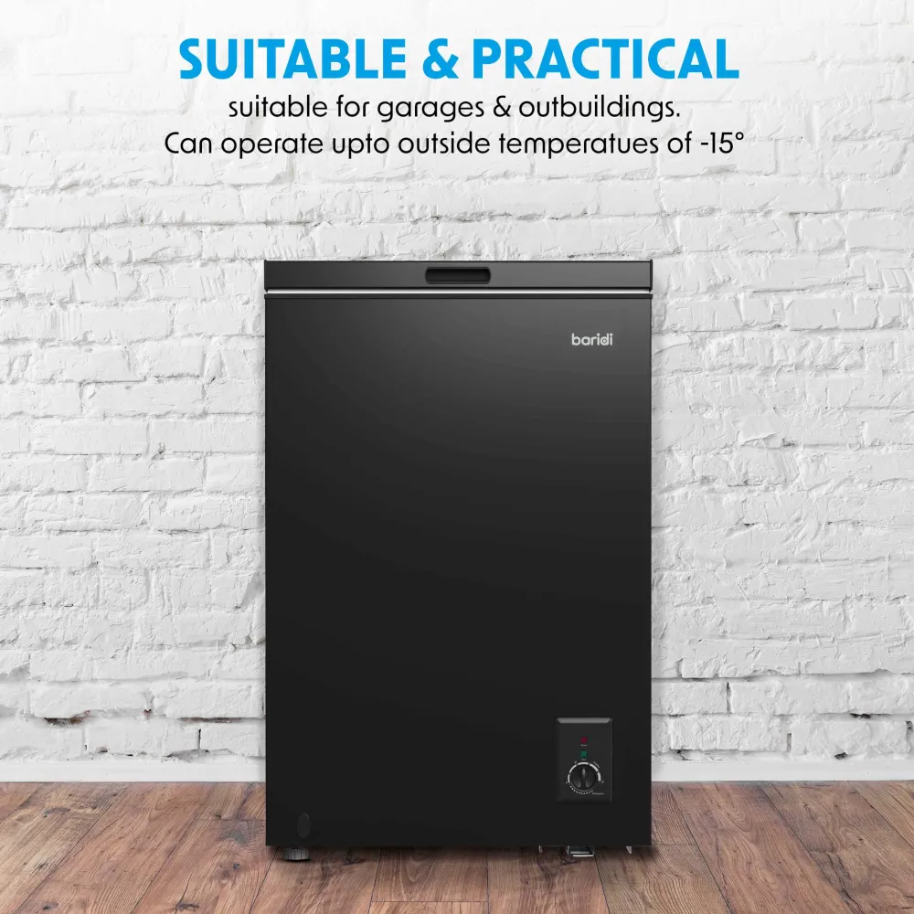 Baridi Freestanding Chest Freezer 99L with Thermostat - Black - B
