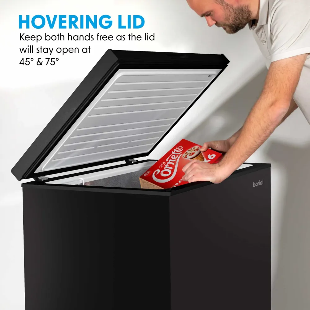 Baridi Freestanding Chest Freezer 99L with Thermostat - Black - B