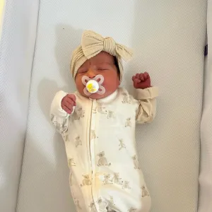 Beige Wide Bow Headband