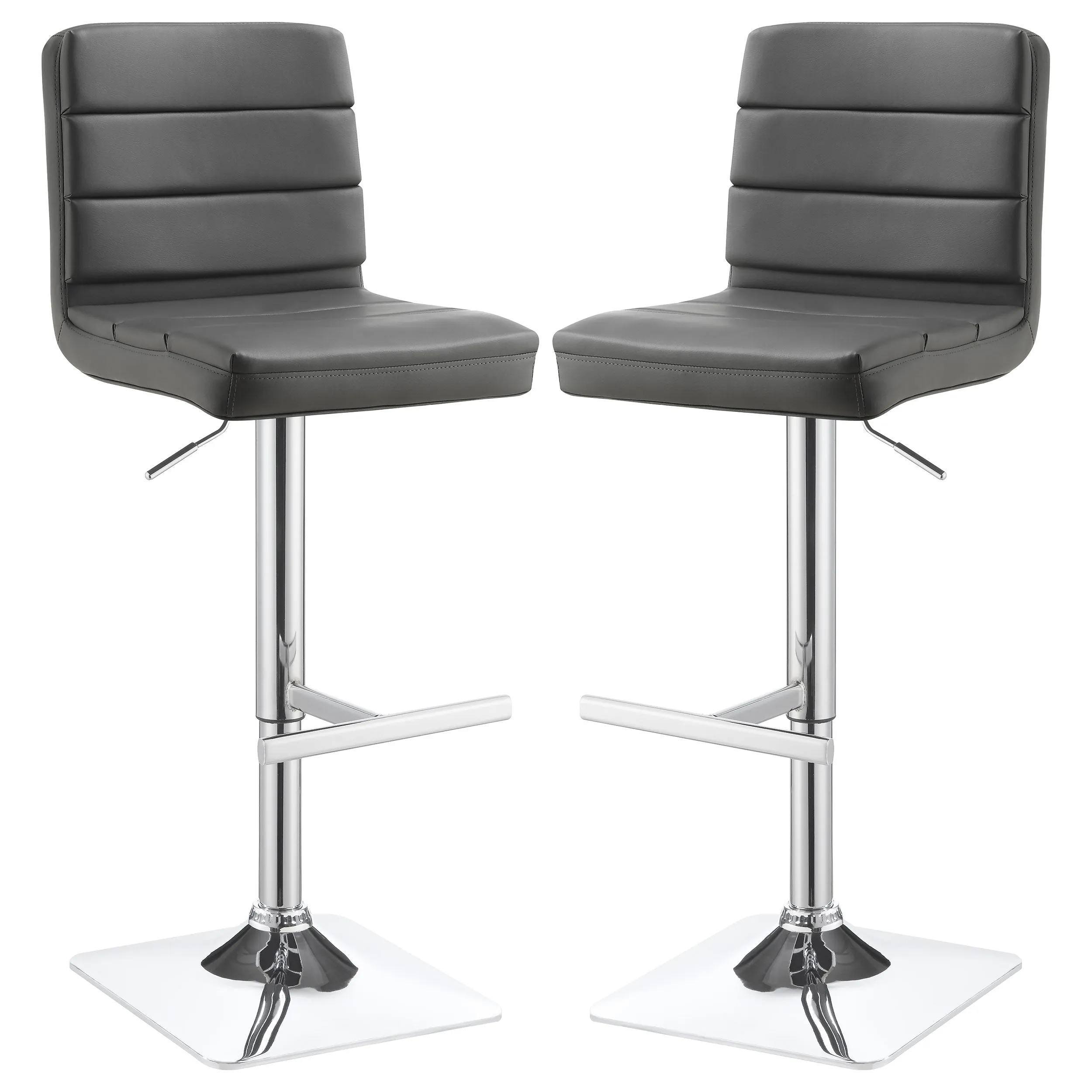 Bianca Upholstered Adjustable Bar Stool Grey (Set of 2)