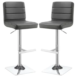 Bianca Upholstered Adjustable Bar Stool Grey (Set of 2)