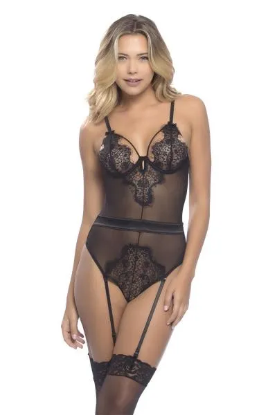 Black - Eyelash Lace Teddy -