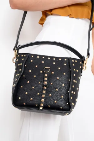 Black Studded Square Cross Body Bag - Andre