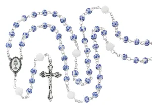 Blue Flower Ceramic Rosary 6mm