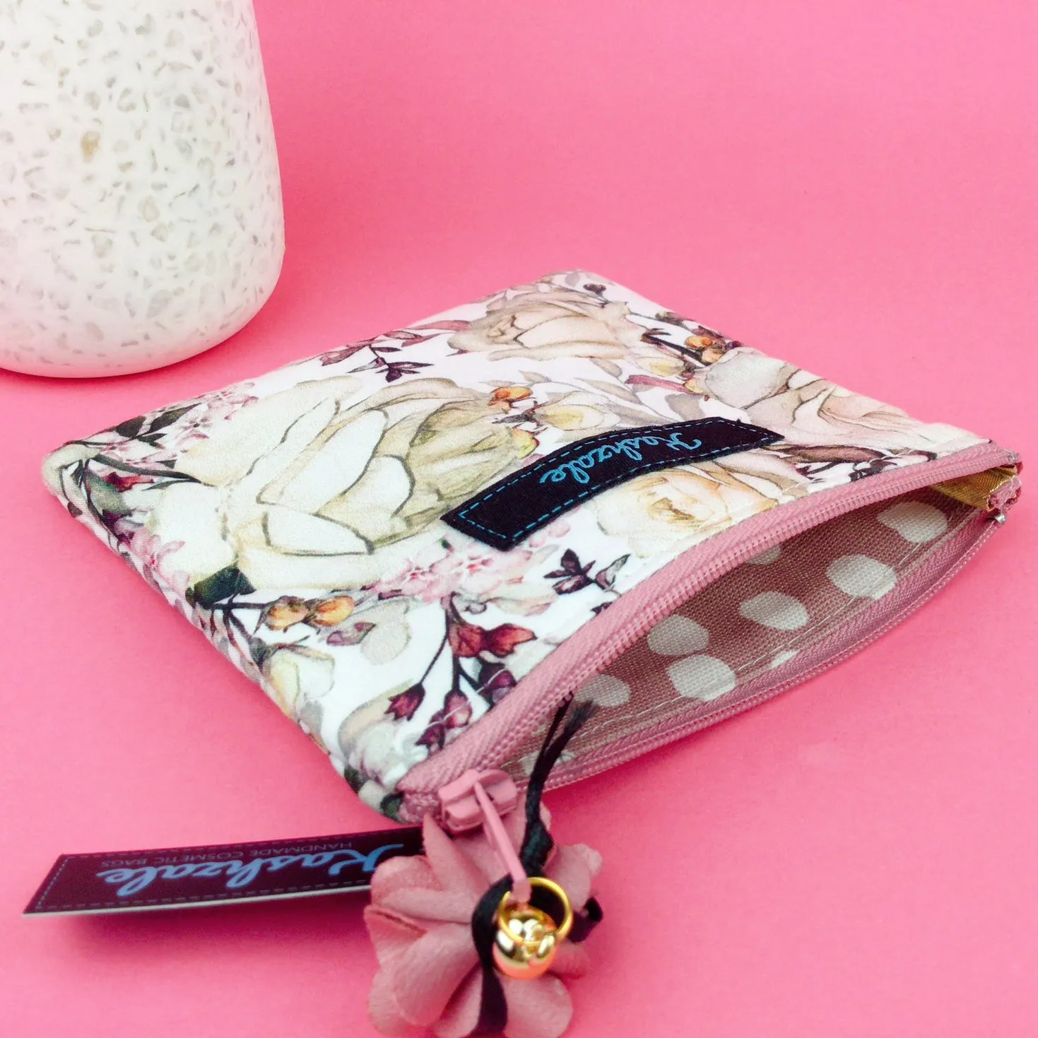 Blush Pink Floral Coin Purse.
