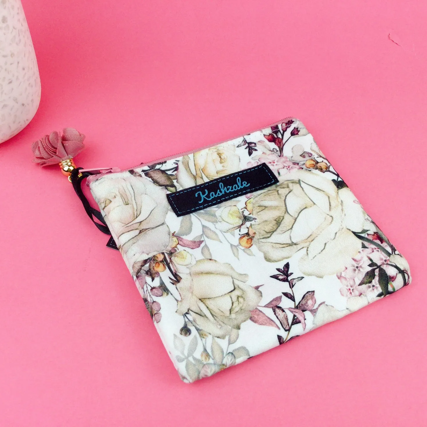 Blush Pink Floral Coin Purse.