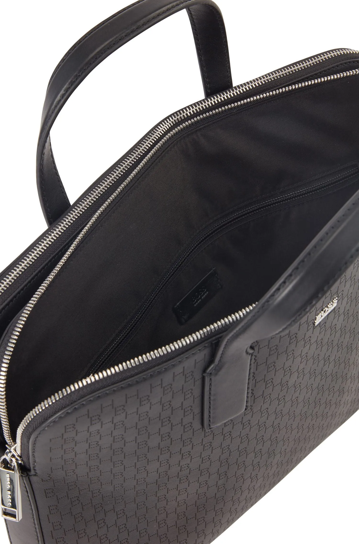 Boss Italian-leather document case with lasered monograms