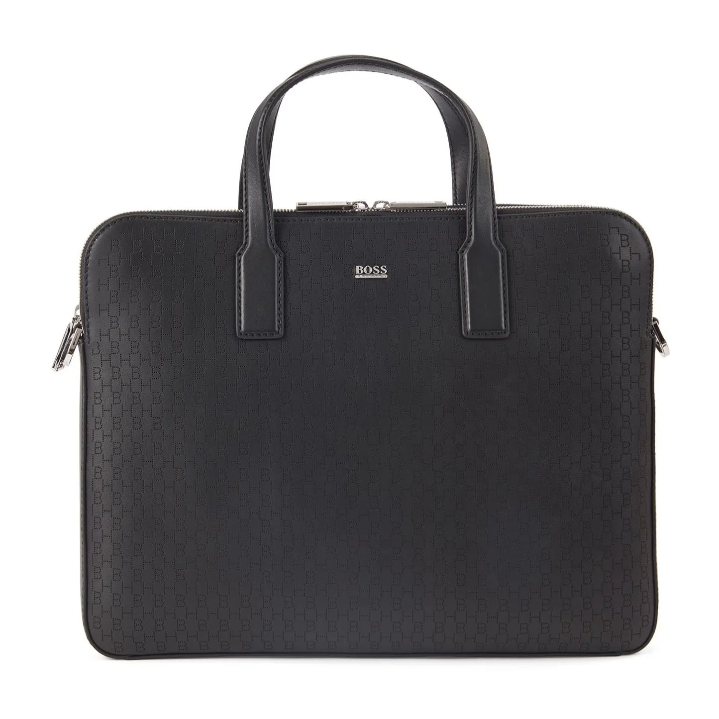 Boss Italian-leather document case with lasered monograms