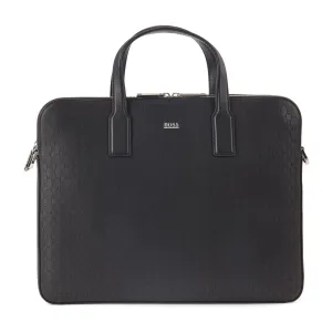 Boss Italian-leather document case with lasered monograms