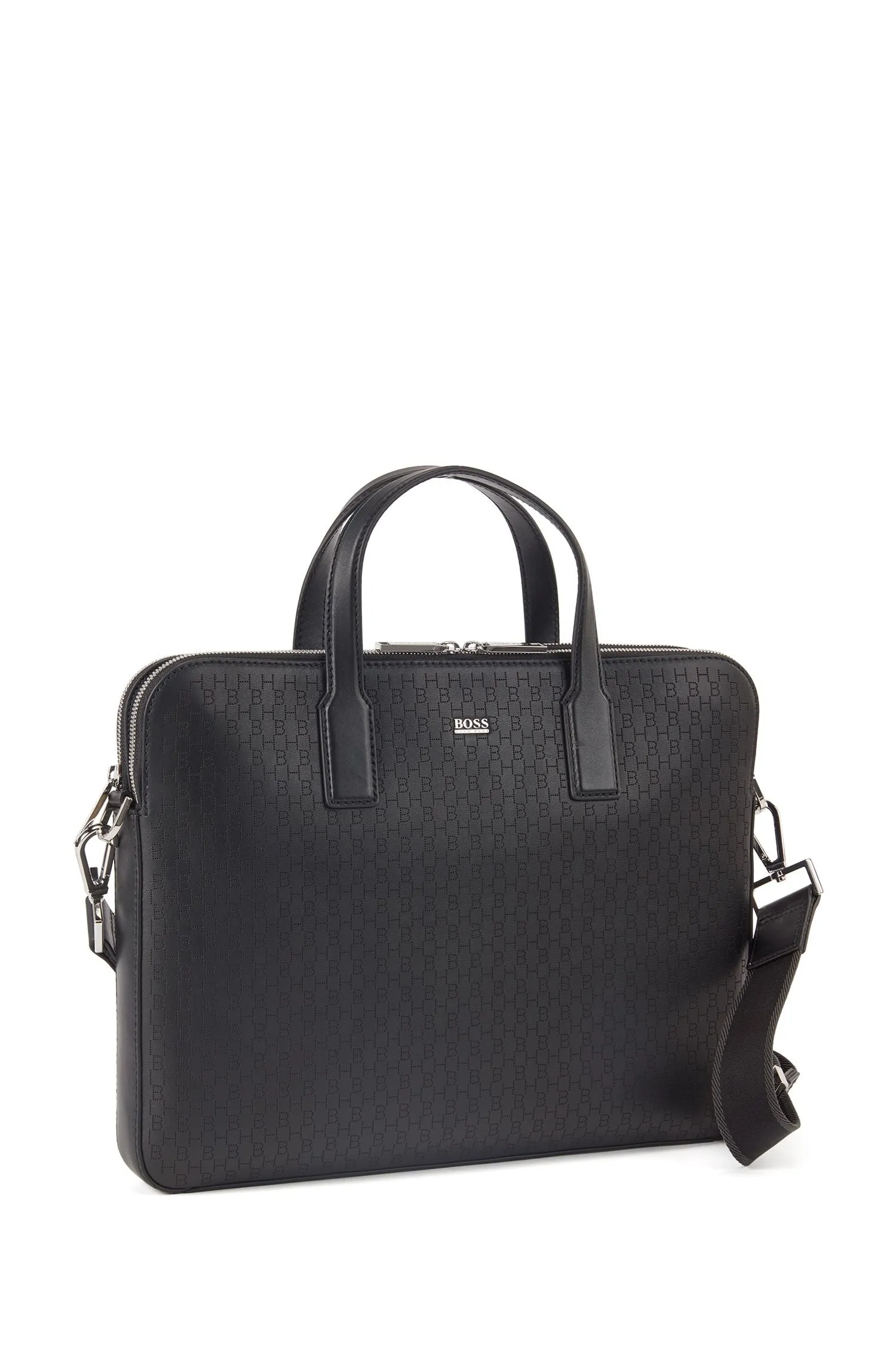 Boss Italian-leather document case with lasered monograms