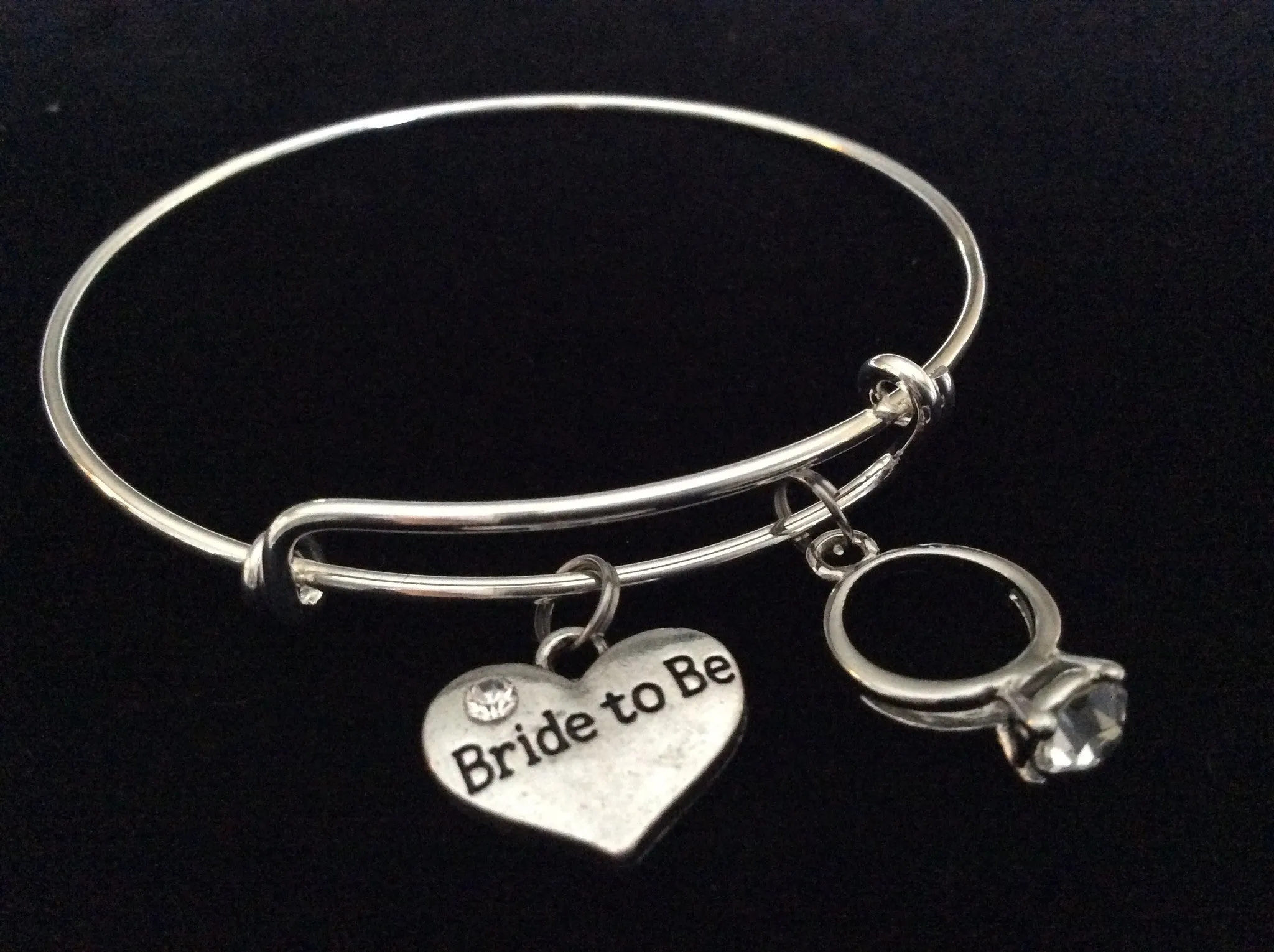 Bride To Be Silver Expandable Charm Bracelet Adjustable Wire Bangle Meaningful Wedding Shower Bridal Trendy Gift