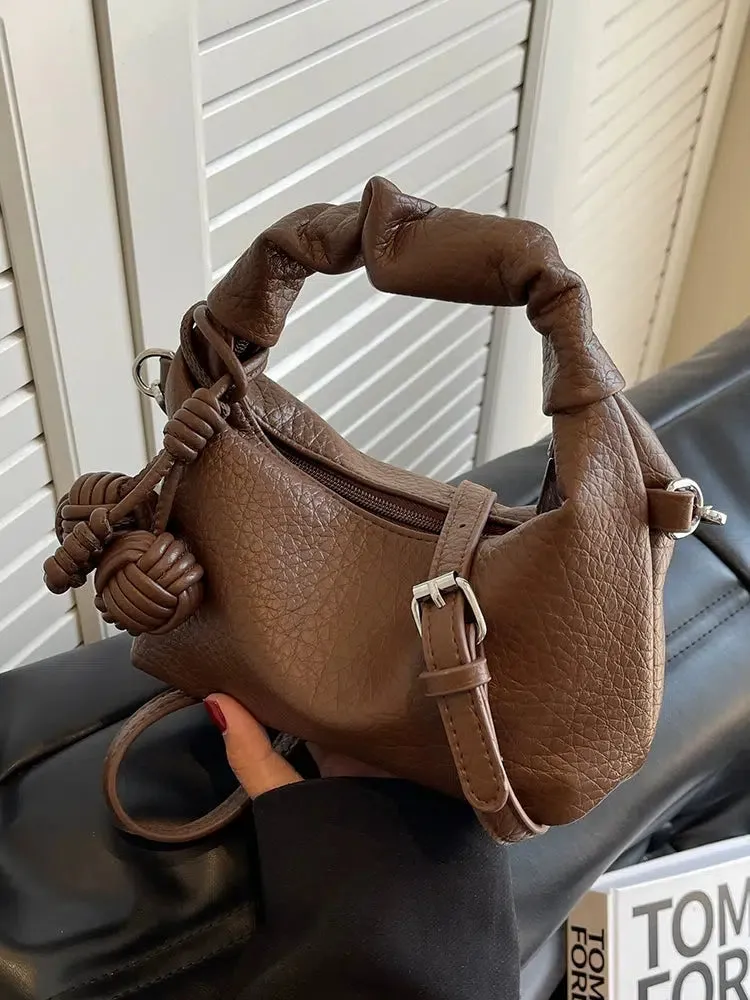 Buckle Straps Knotted Handle Mini Bag