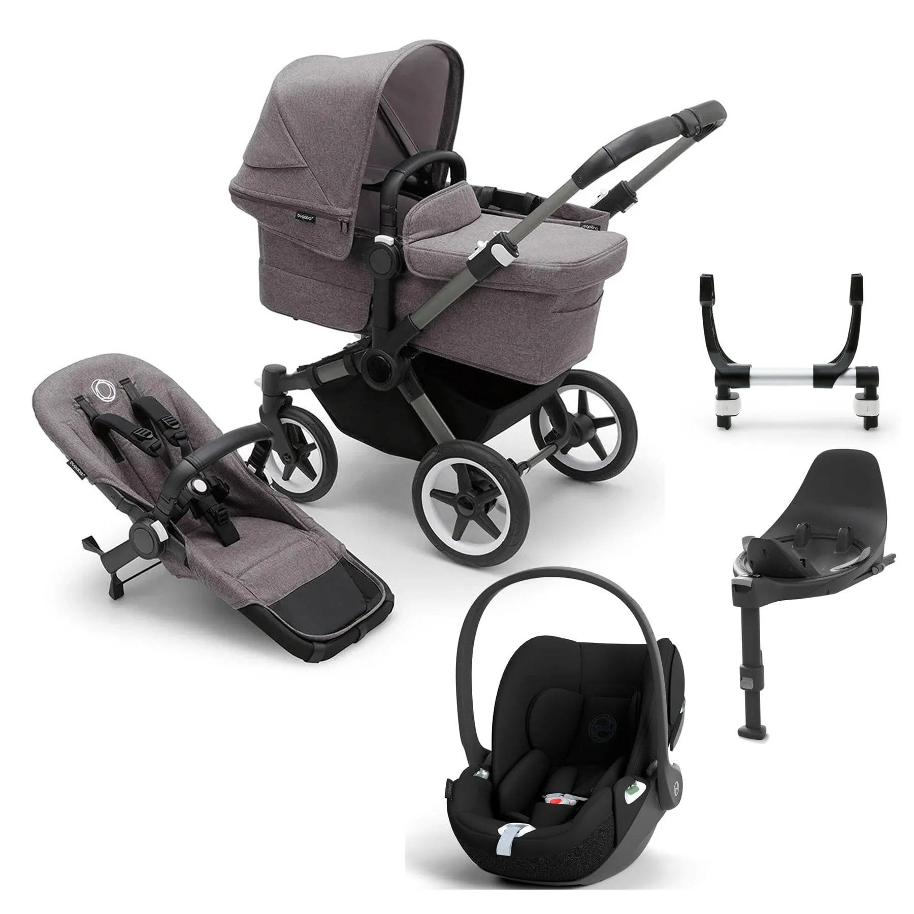 Bugaboo Donkey 5 Mono Cloud T Travel System in Grey Mélange