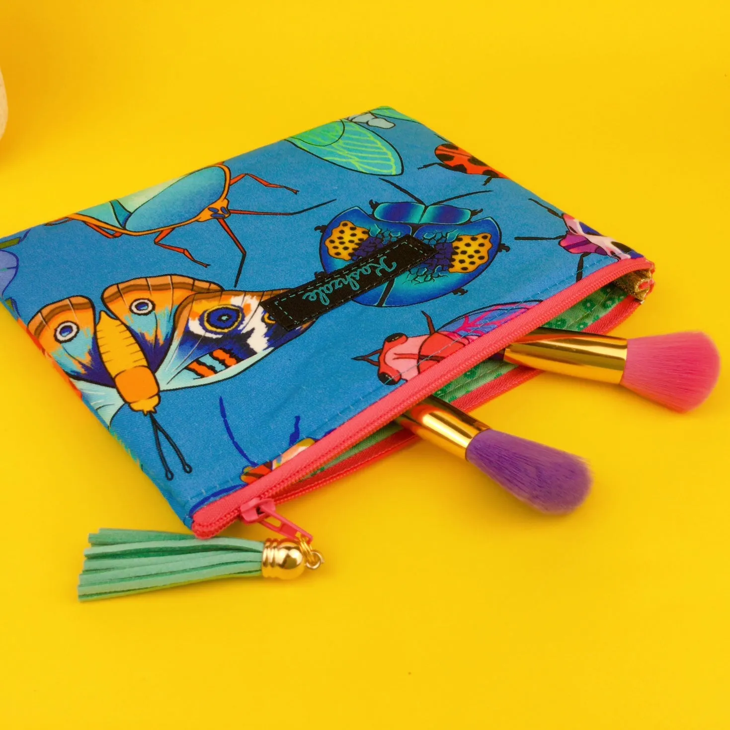 Buggin Blue Clutch, Small makeup bag. Kasey Rainbow Design.