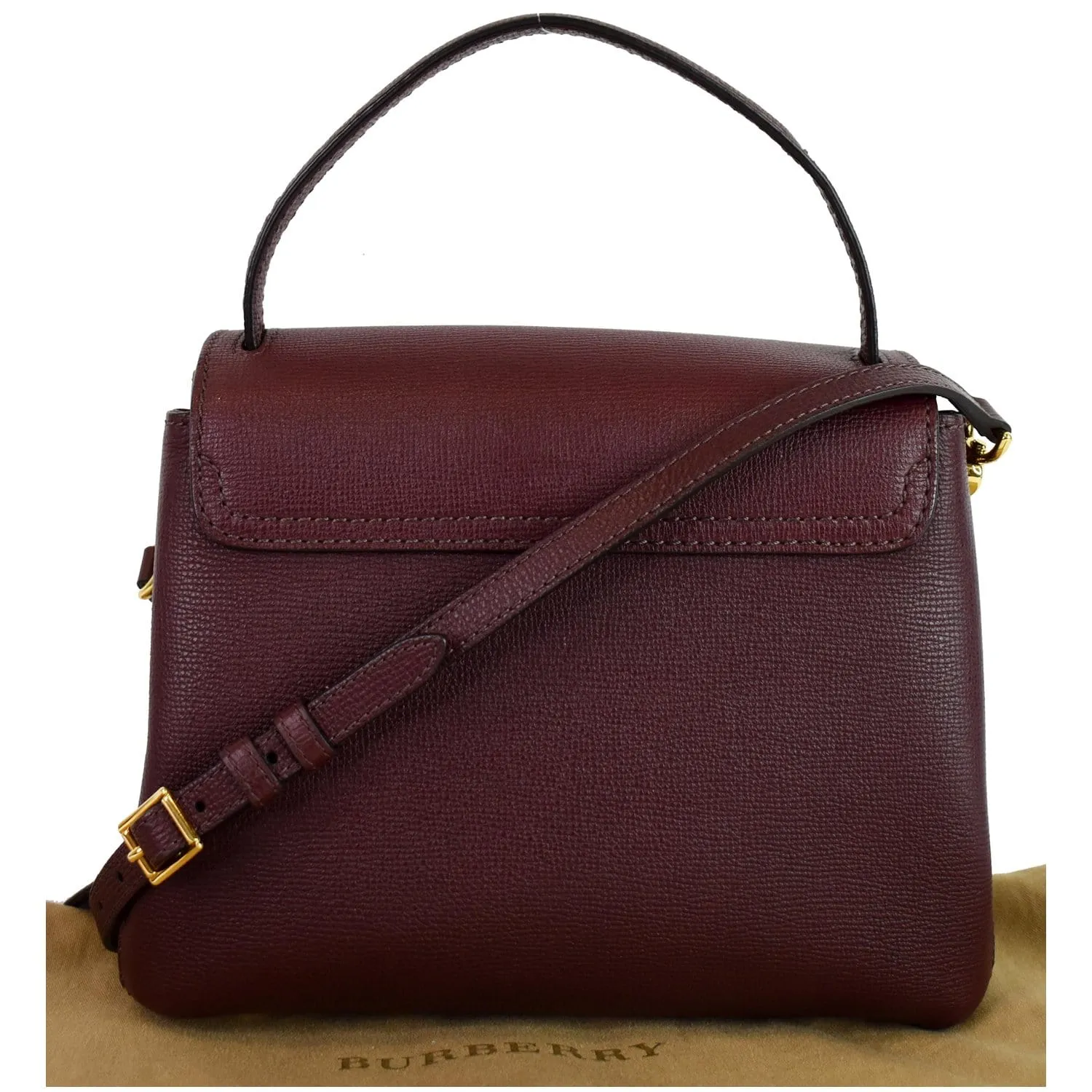 BURBERRY Camberley Small House Check Tote Shoulder Bag Dark Red