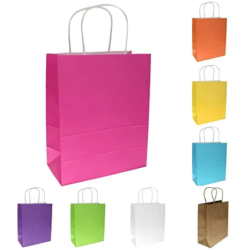 CALANDIS 10pcs Bright Party Gift Bag with Handles Birthday Wedding Loot Bag Green