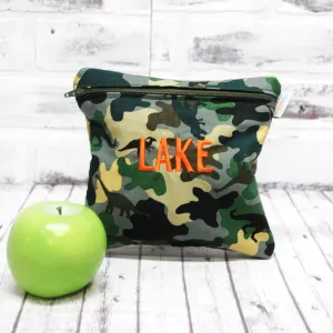 Camo Dino Personalized Reusable Food Bag