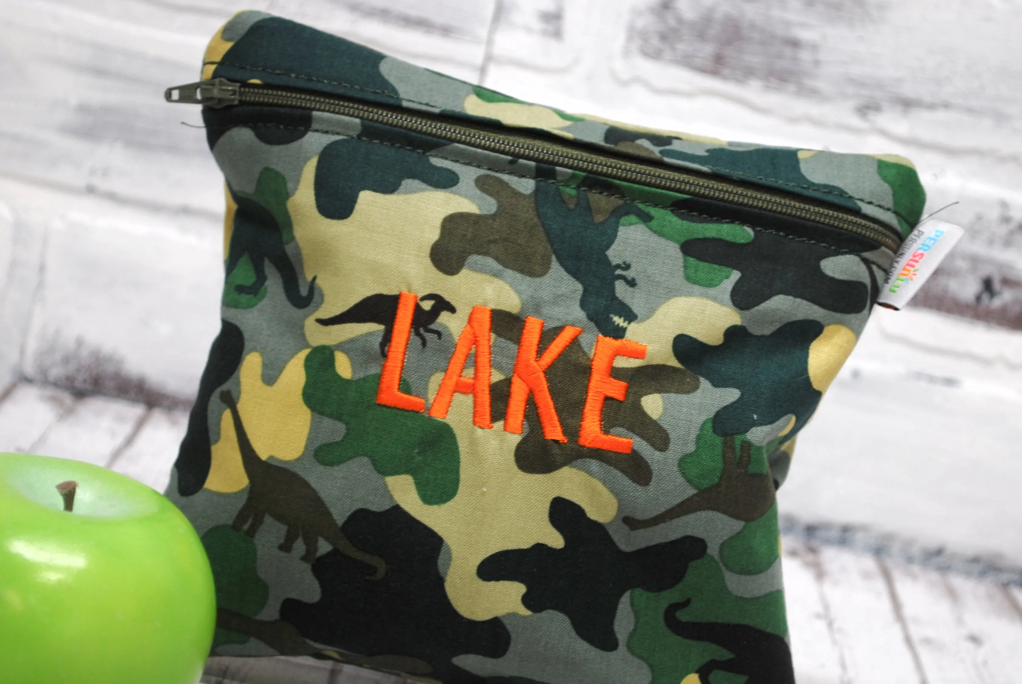 Camo Dino Personalized Reusable Food Bag