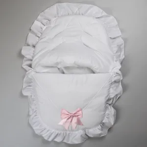Car Seat / Cosy Toes - White With Pink Bow