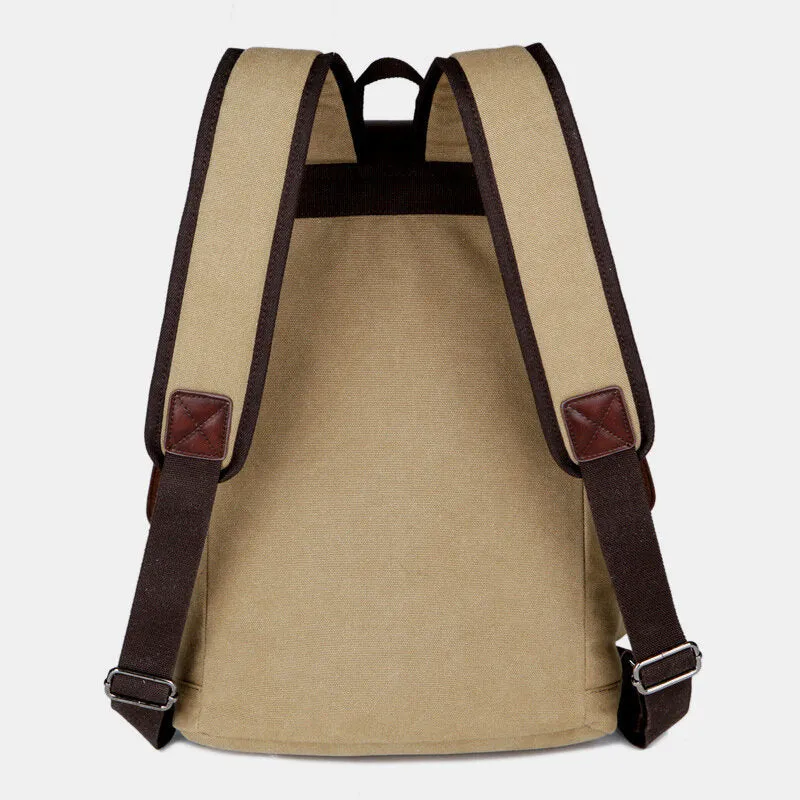 Casual Men Canvas Large Capacity Side Zipper Pocket Backpack 15.6 Inch