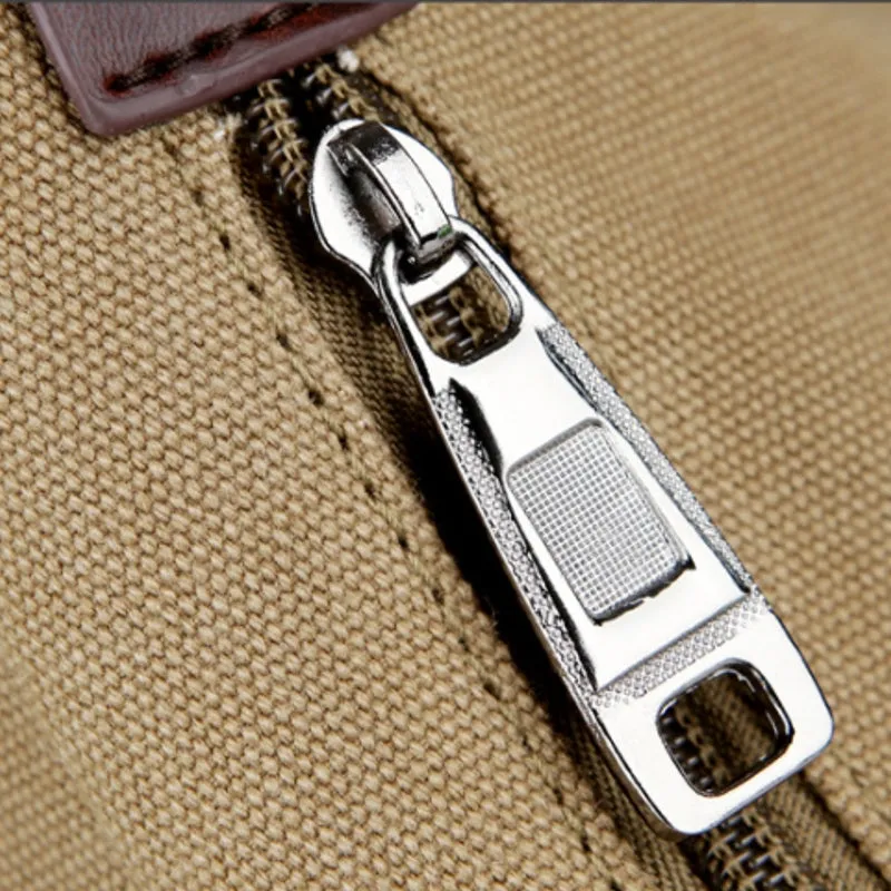 Casual Men Canvas Large Capacity Side Zipper Pocket Backpack 15.6 Inch