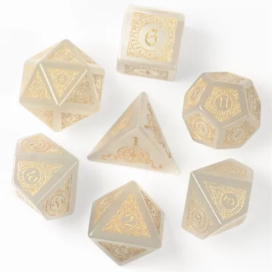 Cat's Eye White with Runes - Gemstone Engraved with Gold
