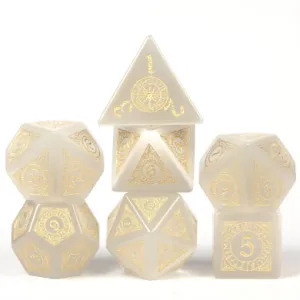 Cat's Eye White with Runes - Gemstone Engraved with Gold
