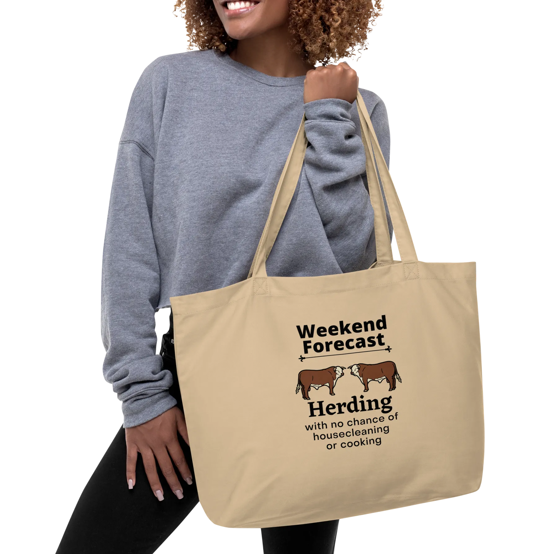 Cattle Herding Weekend Forecast X-Large Tote/ Shopping Bags