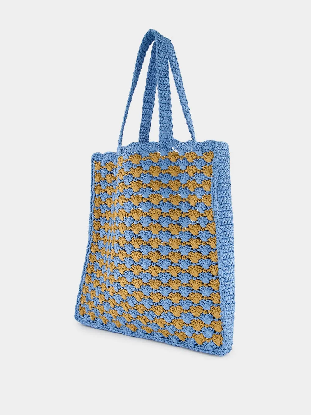 Celeste and Caramel Crochet Tote Bag