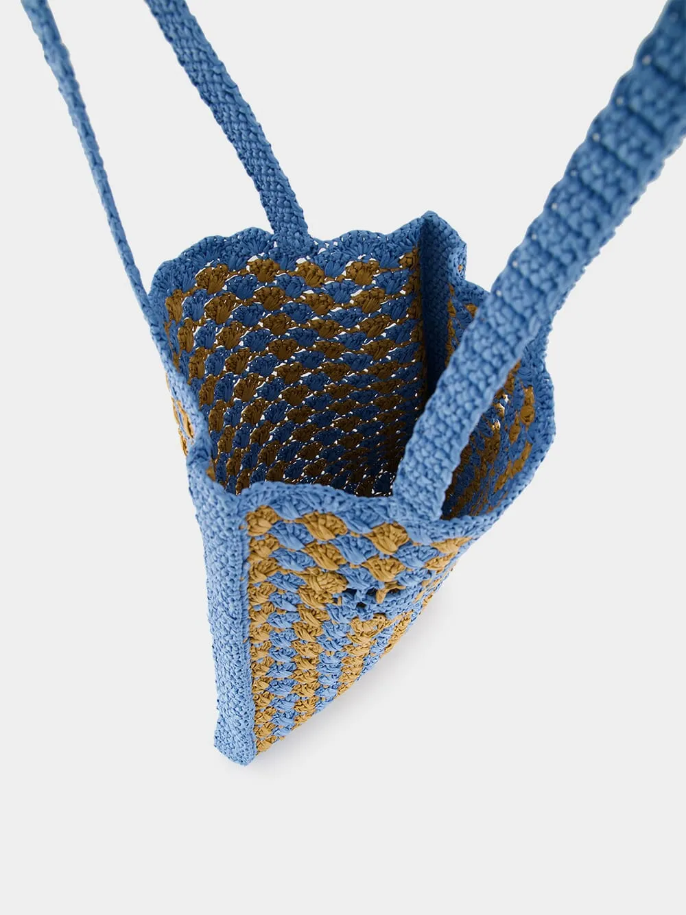 Celeste and Caramel Crochet Tote Bag