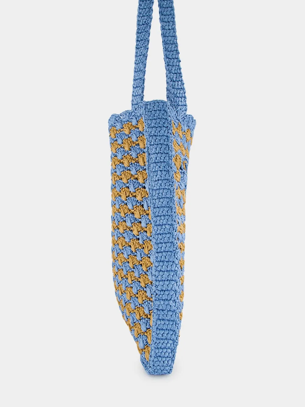 Celeste and Caramel Crochet Tote Bag