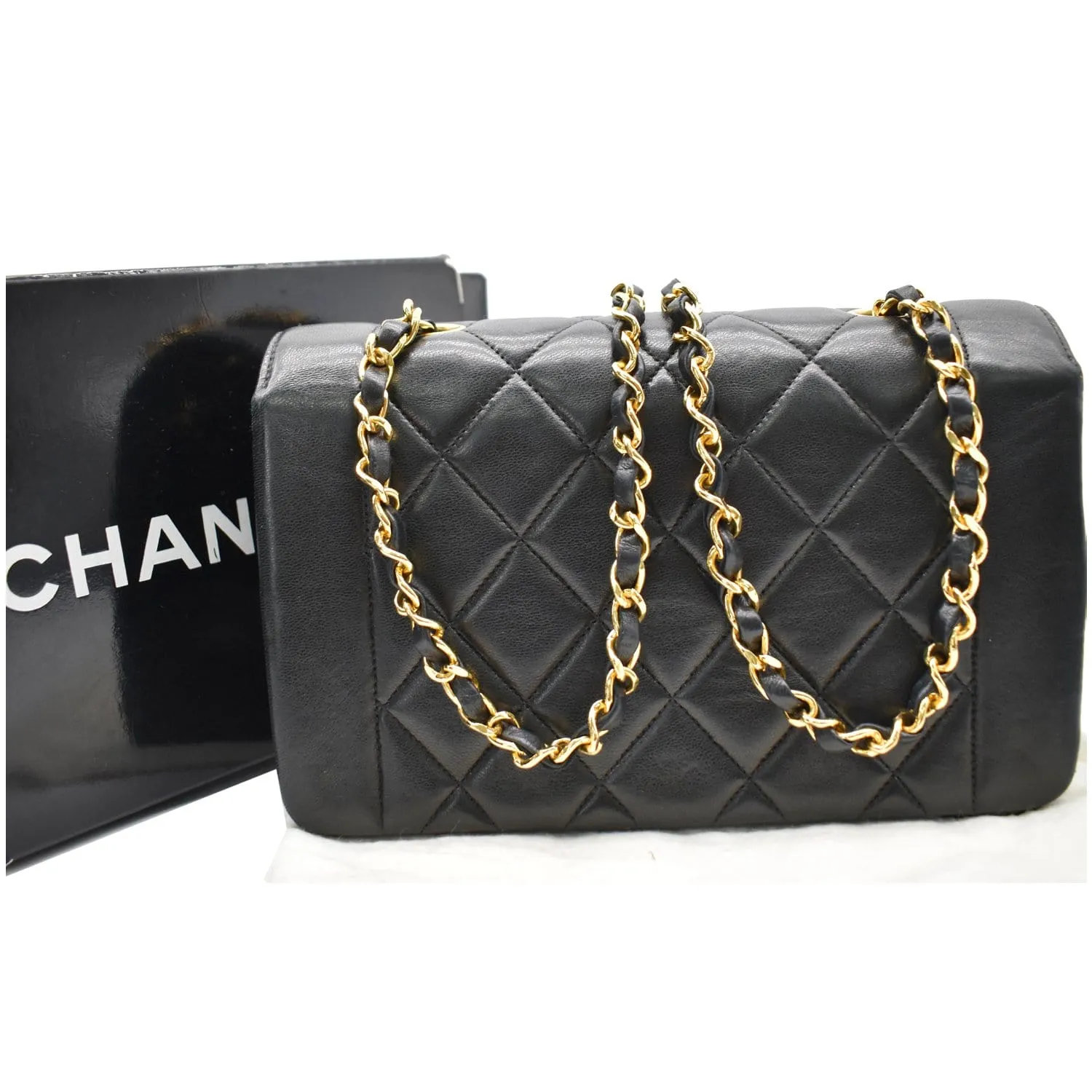 CHANEL Diana Flap Bag Quilted Leather Shoulder Bag Black
