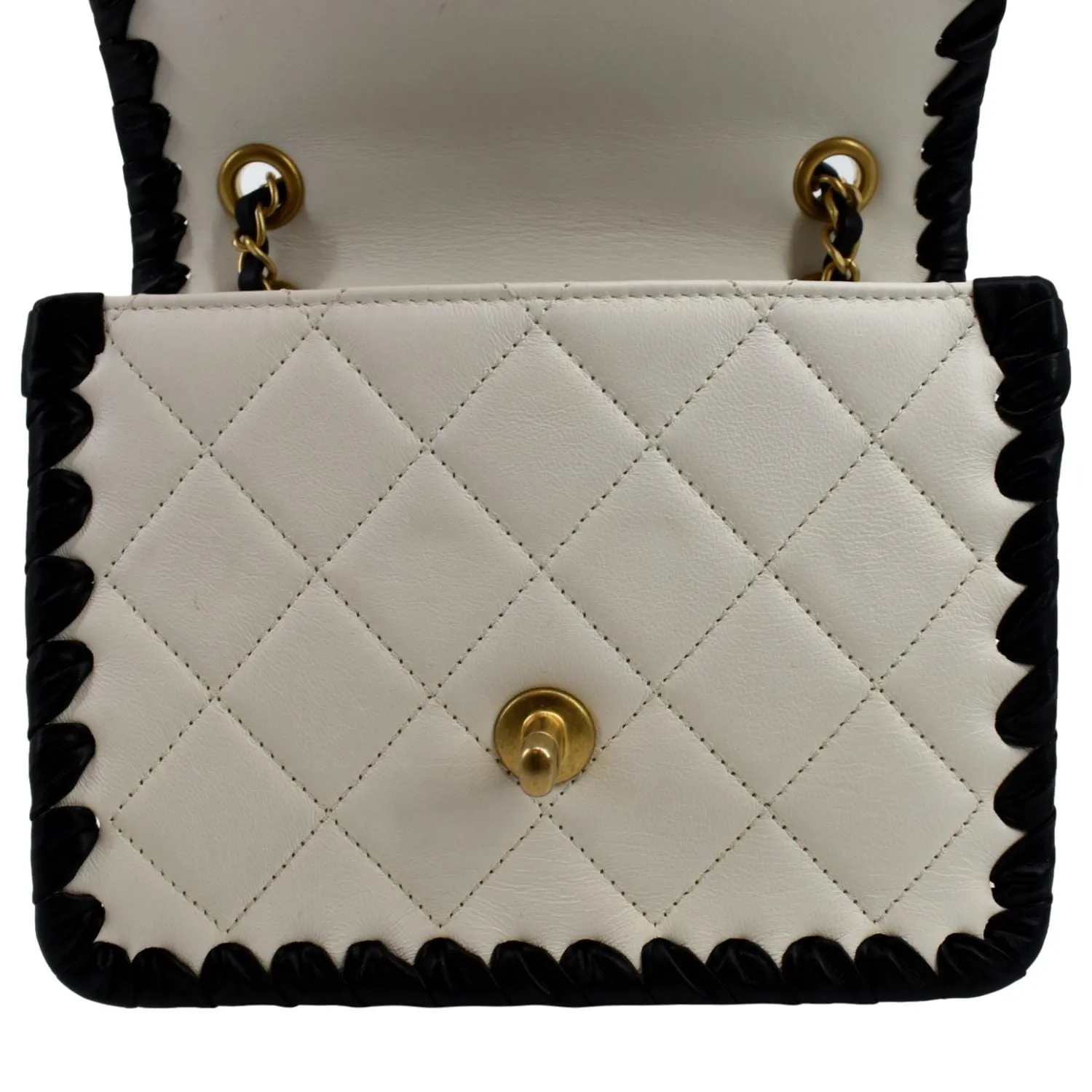 CHANEL Mini My Own Frame Flap Braided Calfskin Shoulder Bag White