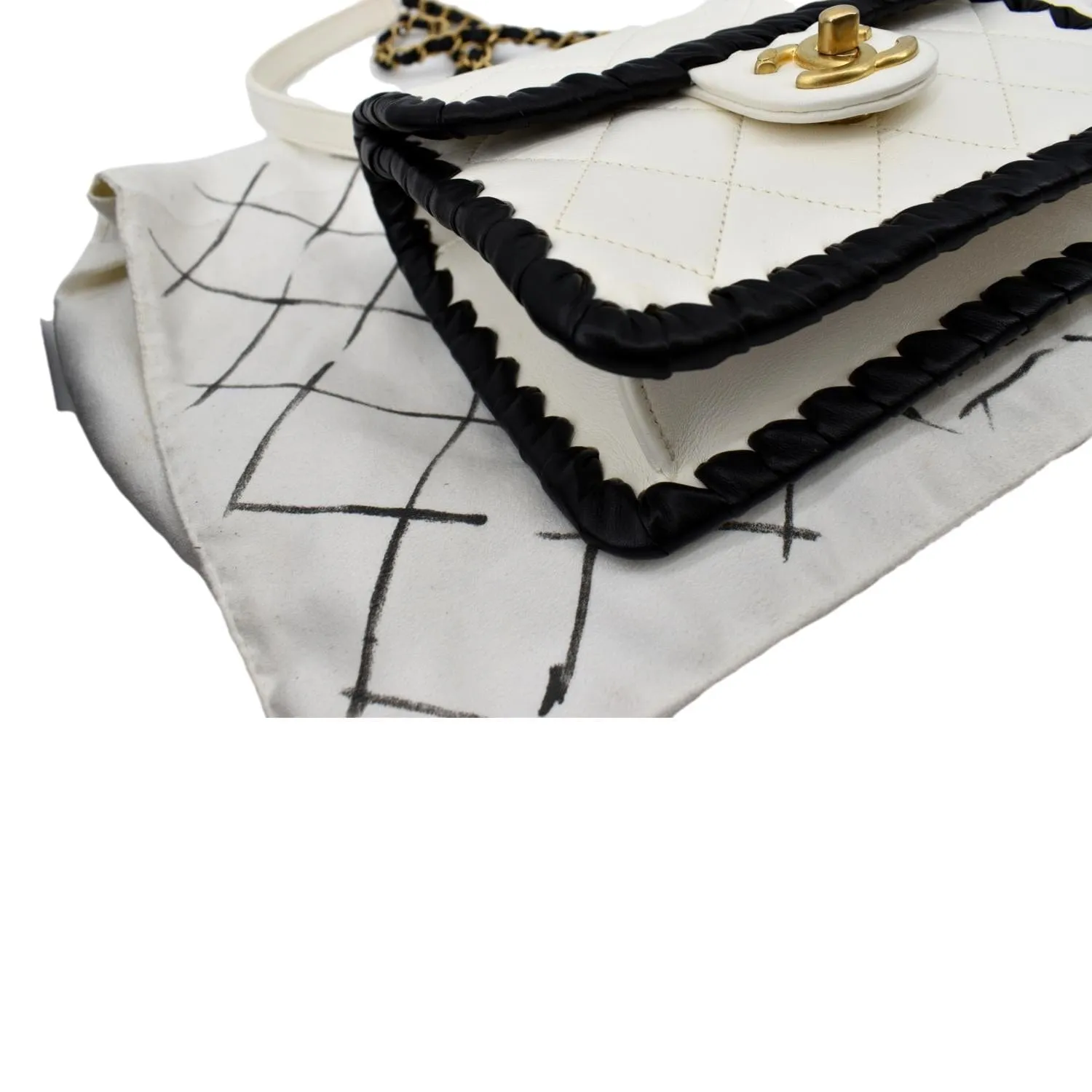 CHANEL Mini My Own Frame Flap Braided Calfskin Shoulder Bag White