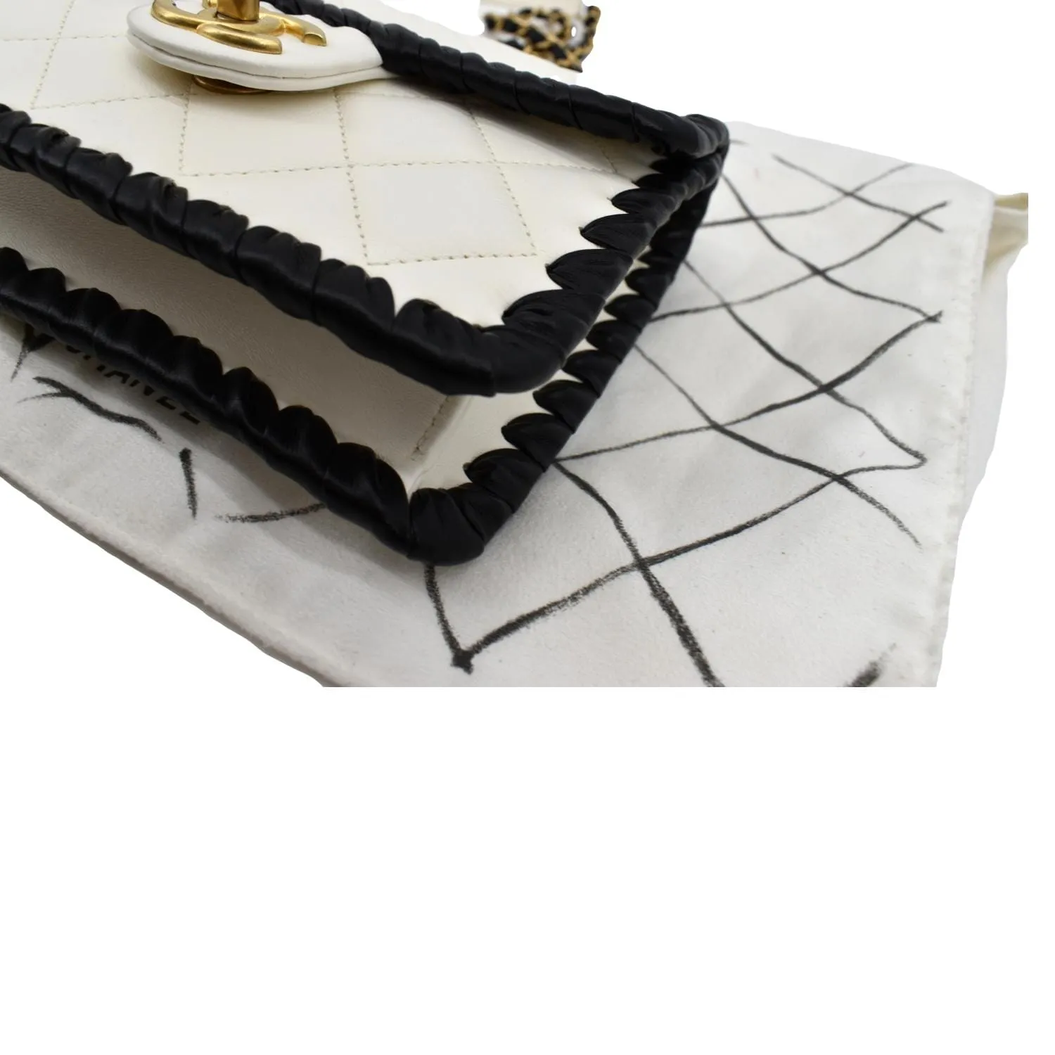CHANEL Mini My Own Frame Flap Braided Calfskin Shoulder Bag White