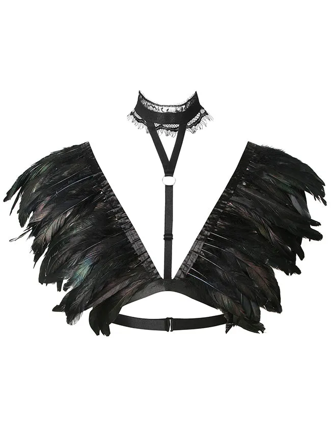 Charmian Costume Accessories Party Scarf Feather Shoulder Wrap Shawl with Choker