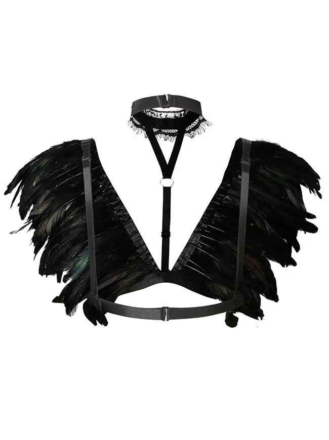 Charmian Costume Accessories Party Scarf Feather Shoulder Wrap Shawl with Choker