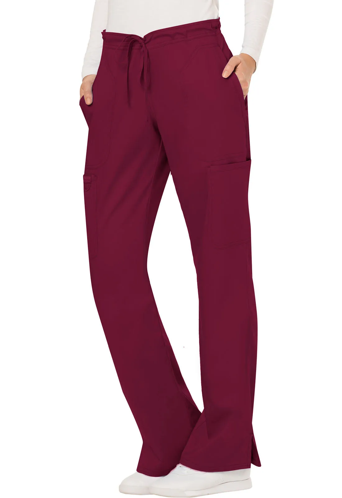 Cherokee Revolution Women's 5 POCKET Mid Rise Moderate Flare Drawstring Pant