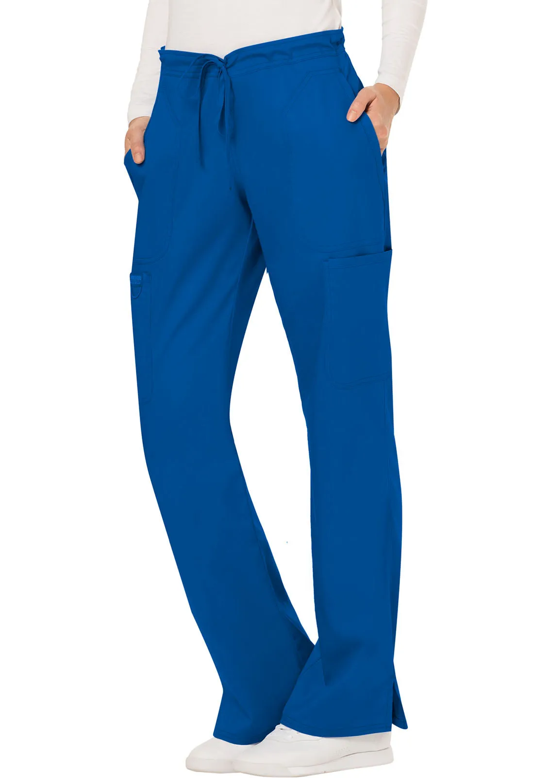 Cherokee Revolution Women's 5 POCKET Mid Rise Moderate Flare Drawstring Pant