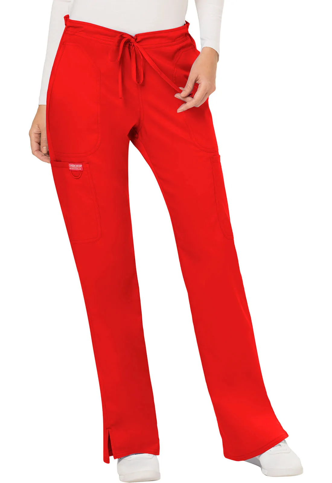 Cherokee Revolution Women's 5 POCKET Mid Rise Moderate Flare Drawstring Pant