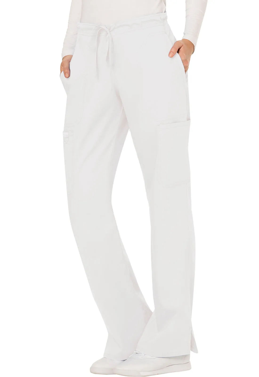 Cherokee Revolution Women's 5 POCKET Mid Rise Moderate Flare Drawstring Pant