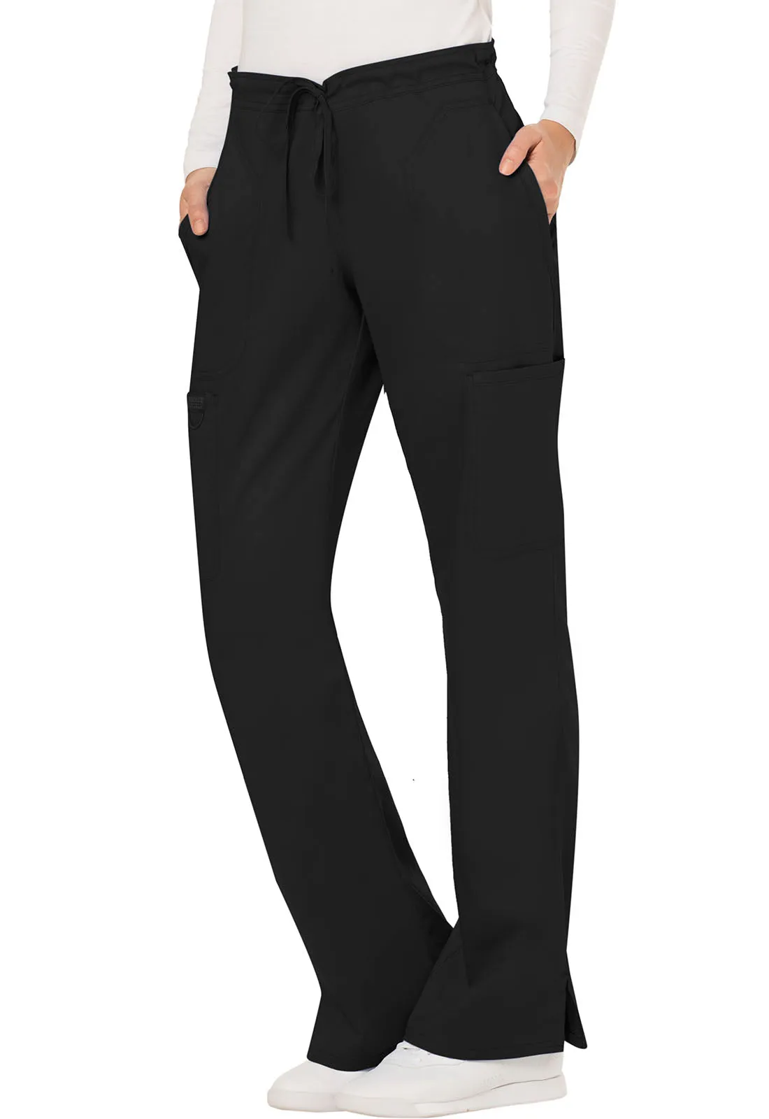 Cherokee Revolution Women's 5 POCKET Mid Rise Moderate Flare Drawstring Pant