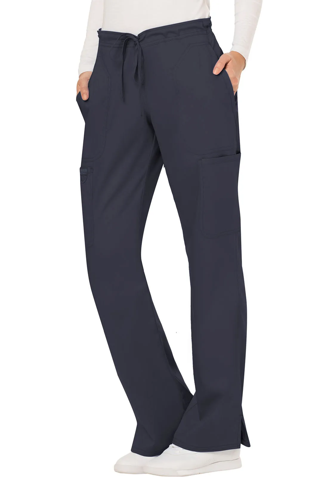 Cherokee Revolution Women's 5 POCKET Mid Rise Moderate Flare Drawstring Pant