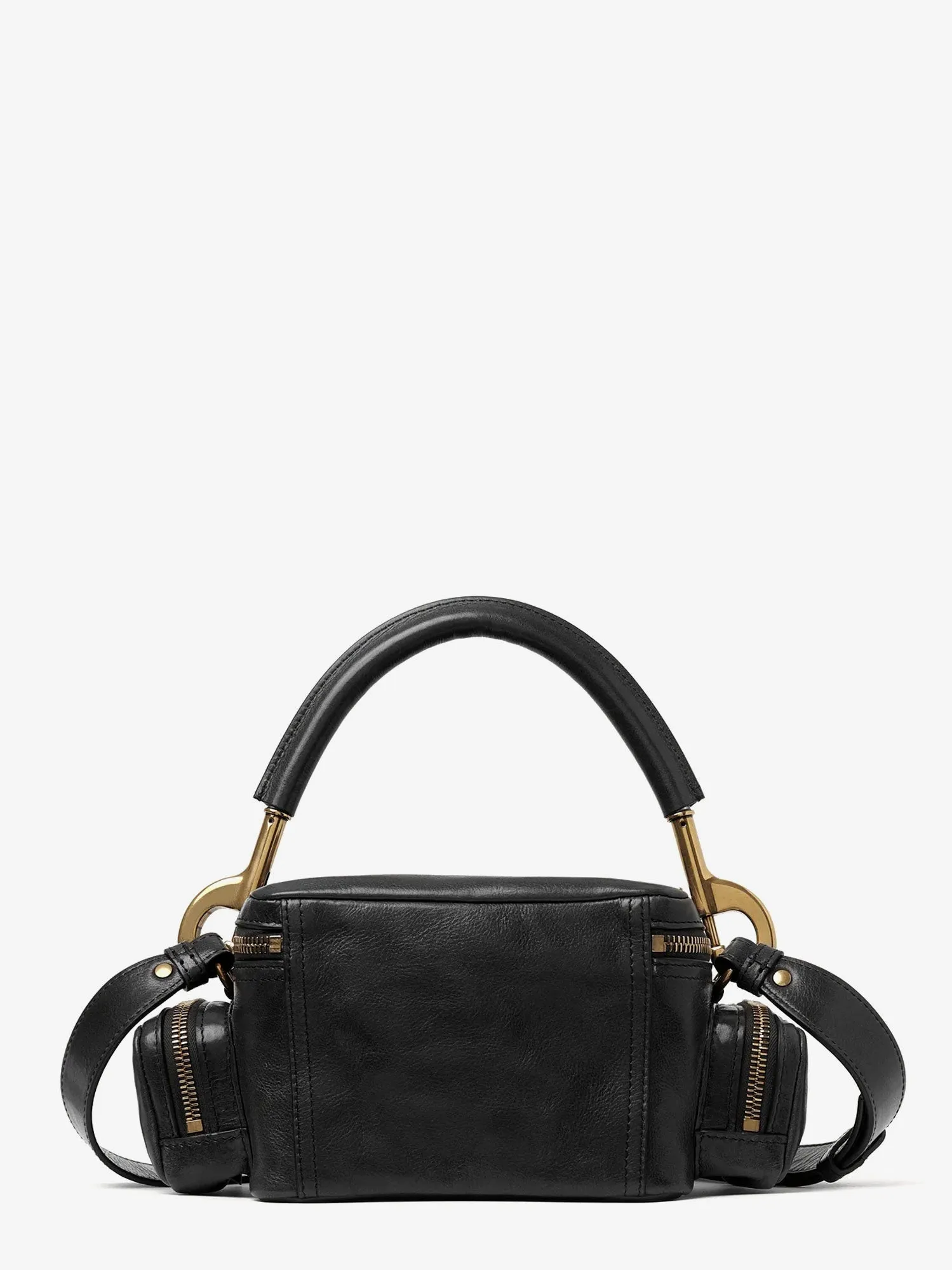 Chloe' Small Double Carry Leather Bag With Multipocket Detail